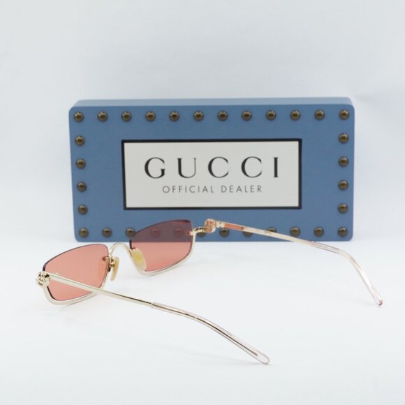 Gucci GG1278S 003 Rectangle Sunglasses - Gold\Red - Picture 9 of 10